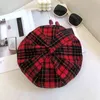 Pragmatism New Moda Girl Girl outono Winter Wood retro British Plaid Painter Hats Beret Newspaper Boys Hat Hat Octogonal Hat Hates Bolets J220722