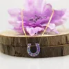 Pendant Necklaces 1pc/lot OP38 Purple 10mm Horse Shoes Opal Synthetic Necklace Price HSHOE NecklacePendant