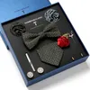 2022 New tie Men's business professional formal suit 8 pieces blue stripe gift box polyester