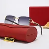 Drop Red Fashion Sport Sunglasses for Men Women Unisex Buffalo Horn Glasses Mens Womens Rimless Sun Eyeglasses Silver Gold2541569