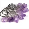 Schlüsselanhänger Natürliche Amethyst Rohstein Schlüsselanhänger Heilkristall Mineral Probe Handtasche Schlüsselanhänger Anhänger Accessori Baby DHJ5K