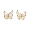 Neue S925 Silbernadel natürliche Mutterschalen Schmetterling Ohrringe Frauen Schmuck Ladies 18K Gold plattiert Ohrringe