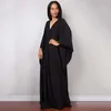 Griechische Göttin, reinweißes langes Kleid, atemberaubendes einfarbiges schwarzes Kaftan-Maxikleid mit Fledermausärmeln und hoher Taille für elegante Frauen 22037513845