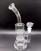 8 tums dubbelskikt honungskaka mesh filter glas bong hookahs vattenrör återvinningsduschhuvud heady konst med lila skål