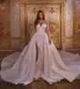 2022 Luksusowa sukienka ślubna syreny z odłączoną spódnicą Arabską Arabską Trąbką Suknie ślubne długie rękawy Bohemian Robe de Soiree B0602A121