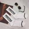Designer Runner Sock Cotton Socks Black and White Lettered Men Sports Socks Hip Hop Skateboard Flame Street Happy New