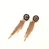 Stud Fashion People Titanium Steel Anti-allergic Tassel Earrings Roman Digital Hanging Double Circle KE804Stud Kirs22