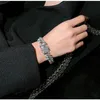 Collana con bracciali a maglie cubane a catena Hiphop per uomo e donna Gioielli in argento con pietre di diamanti pieni