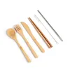 Деревянный обеденный посуда набор бамбуковой чайной ложки вилки -суп -нож для ножа для столовых приборов с ткани кухня для кухни инструментов Поучинка DH9580