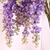 Decoratieve bloemen Kransen Wisteria Vine slinger kunstmatige snaar bruiloft decoratie muur hangende rattan boog nep klimop planten decoratief