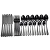 TableWellware أدوات المائدة الأسود السكاكين مجموعة 24 قطع الفولاذ المقاوم للصدأ مربع الشوك سكاكين ملاعق عشاء المطبخ ملعقة 220317