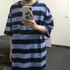 Hip Hop Streifen jugendliche Vitalität Kurzschlafen T -Shirt Harajuku Loose Unisex Punk Style Casual Top Kpop Pullover Streetwear 220610