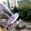 Светло -пурпурные красивые 14 -дюймовые стеклянные кальяны бонга с мисками водные переработки перколяторы курить трубы с женским 14 -миллиметровым соединением