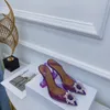 디자이너 - 아미 나 Muaddi Begum Crystal-Embellished PVC 펌프 신발 스풀 스틸 스토어 발 뒤꿈치 샌들 여성 럭셔리 디자이너 드레스 신발 저녁 SLI