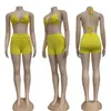 J2494 Europese en Amerikaanse tracksuits voor dames 2022 Sexy Summer Ice Skating Solid Color Bikini 3-delige set