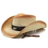 Male western cowboy sun hats summer wide brim hat personalized holiday women men straw beach hat