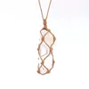Crystal Column Dyed Natural Stone Pillar Pendant Weave Net Bag Charms Green Pink Crystal Rope Chain Necklaces Wholesale Christmas Jewelry Gift