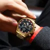 Nibosi Mens Watches kuvars kol saatleri lüks marka kronografı izle altın moda saat adam aydınlık eller relogio masculino 220530