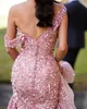 Shining Sequined Mermaid Evening Dress Off Shoulder Sexy Backless Custom Made Women Party Gown Sweep Floor Prom Formal Dress