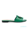 Sandálias de verão chinelo rasteirinhas sapatos de couro genuíno preto feminino Interlocking slide sandália de praia casual marca com caixa