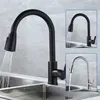Matte Black Kitchen Faucet Deck Mounted Mixer Tap 360 Degree Rotation 2 model Stream Sprayer Nozzle Sink Cold Taps 220401