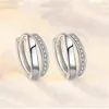 Hoop Huggie Küpe 925 STERLING Gümüş Çift Katmanlı Kadınlar Kristal Jewelleryhoop Kirs22