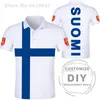 Finland poloshirt gratis aangepaste naam Fin poloshirt natie vlag Fi Fins Zweeds Suomi Print College Po Diy land kleding 220702