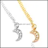 Hänge halsband Moon Border Jewelry Wild Curved Diamond Halsband CLAVICLE CHAIN ​​Drop Delivery Pendants DHPEU