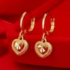 Pendientes de corazón para mujer, joyería de gota a la moda, pendientes de Metal dorado esmaltados, regalos para niñas, joyería elegante Simple de moda