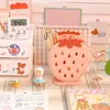 Storage Boxes & Bins Kawaii Strawberry Divided Grid Pen Holder Desktop Organizer Cute Makeup Brush Bucket Cosmetic Stationery Box Desk Shelf