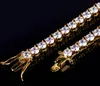 18K Gold Plated Full diamond single Lab diamond row 4mm Necklace tennis chain