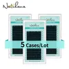 NATUHANA 5 CasesLot 16rows Natural Soft Eyelash Extension Premium Matte Black Individual Mink False Lashes Makeup Cilios 220525