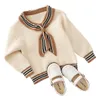 Neonate Maglioni Set Abbigliamento per bambini Vestiti per neonati Abiti Autunno Inverno Abiti Cappotto di lana Top Abito a maniche 2 pezzi277E9549554