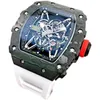 Kijkt polshorwatch luxe Richa Milles ontwerper Chao Carbon Fiber Men's volledig automatisch mechanisch horloge Hollow Out Fashion Lightweight Per