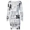 Casual Dresses Women Printed newspaper dress Cultivate women's morality short skirt