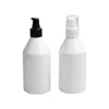 Emballage vide Bouteille en plastique blanche Wryshoulder PET Noir Blanc Pompe de presse de lotion transparente avec couvercle Récipient d'emballage cosmétique portable rechargeable 300 ml