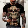 Мужская футболка для футболок для мужской моды хип-хоп 3D Рубашки ужас O-образные вырезы