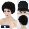 Remy Short Afro Kinky Curly Wave Wig Brazilian Human Hair For Black Women With Bang Wigs In High Quality