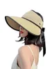 Chapeaux à bord large ruban ajusté en été paille supérieure vide pour les femmes pliables grande protection du chapeau de plage capuchon
