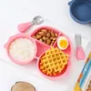 Vaisselle Assiettes De Qualité Alimentaire Bébé Silicone Bol Avec Fourchette Cuillère Ventouse Bande Dessinée Voiture Enfants Soucoupe Assiette Pour Enfants Bébé Mange Solution Vaisselle ZL1177