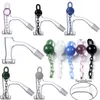 Colorful 100% Quartz Banger With Glass Marble Chains Cap Smoking Accessories Terp Slurper Full Weld Beveled Edge Seamless Bangers FWQB17