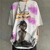 Kvinnors t-shirt tecknad film t-skjorta graffiti tryckt tshirt kvinnor kort ärm koreanska plus storlek kläder sommar 2022 par skjortor matchning wome