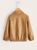 Toddler Boys Elastic Hem Zipper Suede Jacket SHE