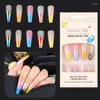 False unhas 24pcs/caixa capa completa Dicas de unhas falsas Coffin com gradiente de arte Aurora Manicure Tool Prud22