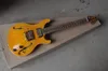 Guitare électrique jaune à six cordes à trou f, nous pouvons personnaliser diverses guitares