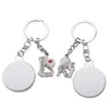 Sublimation Couple Keychain Favor Metal Letter Engraving Charm Heart-shaped Blank DIY Key Ring Valentine's Day Gift 2023
