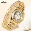 Avanços de pulso Bling Watch Women Luxurro Austríaco Bracelete de Cristal Gold Diomand Rhinestone Bangle BraceletWatches Wristwatcheswri