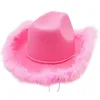Шляпы Berets Cowgirl Light Up Pink Tiara Western Style для женщин -ролковых федоров