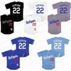 Xflsp Hommes 22 Kershaw Los Angeles Throwback Baseball Jersey Couleur Blanc Gris Bleu Noir 100% Cousu Taille S-3XL Maillots Vintage