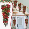 Dekorativa blommor kransar jul led krans girlands dekoration trådlösa prelit trappor lyser upp navidad xmas dekor adornos de c0623x03